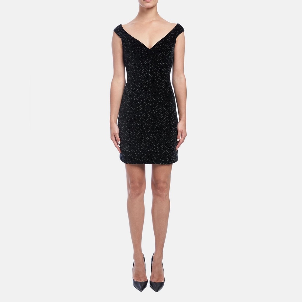 NWT Theory Off The Shoulder Dress in Dotted Velvet black and white